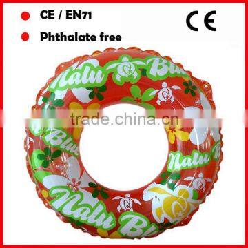 PVC inflatable swimming rings red color for women with flower printing
