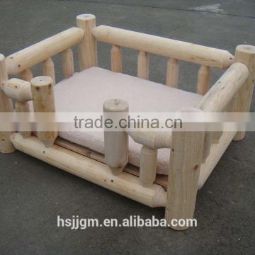 outdoor wooden pet bed display