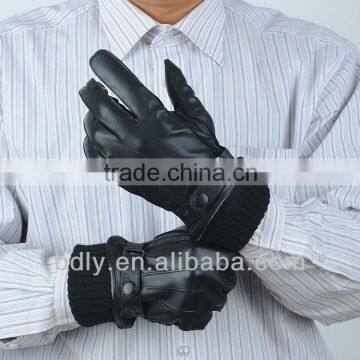 rib cuff extend men's genuine leather gloves