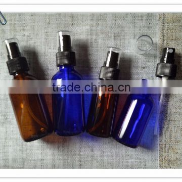 30ml 60ml 1oz 2 oz Boston Round Bottle Amber Blue Glass Bottles with Spray