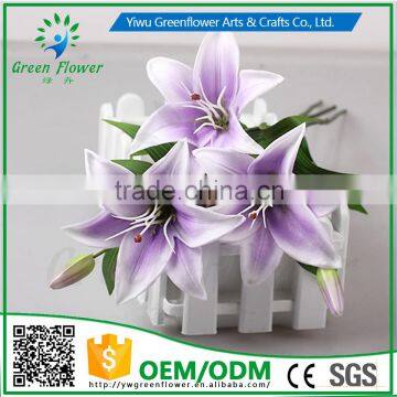 2016 Wholesale Multicolor Latex Artificial PU Flowers Lily Real Touch Bouquet Wedding Bridal Decor Display Flower photo-3