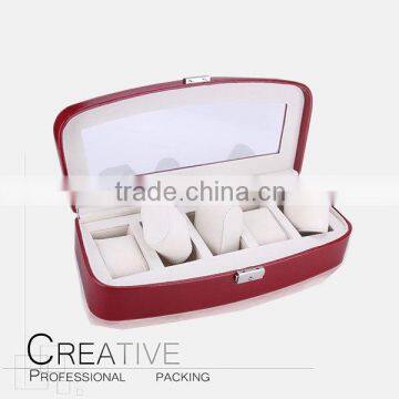 Custom logo pu leather gloss top watch storage box wholesale