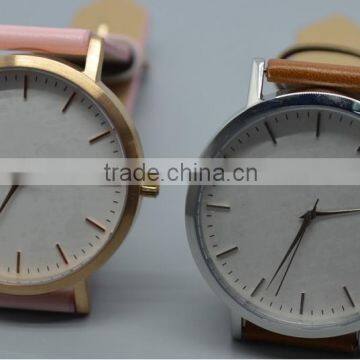 Simple style leather band wrist watch for gentlemen