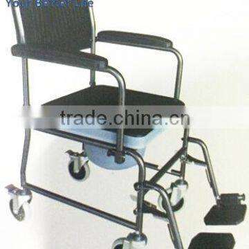 Steel disable shower commode chair with wheels