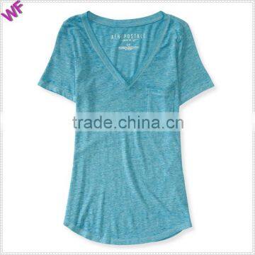 Chest pocket t shirt V-neck T-shirt Printed Logo t shirt China wholesale t shirt apparel