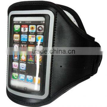 Wholesale custom sport armbag for running /sport gym armband with reflective border /black color