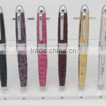 many color mini leather ballpoint pen with smooth writing