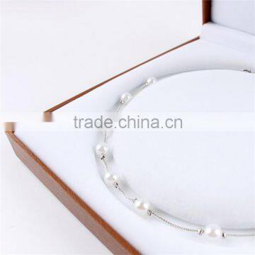 Handmade Square Leather Jewelry Box Pearl Necklace Box photo-5