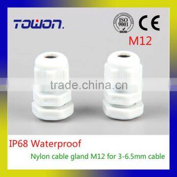 HOT sell IP68 waterproof nylon plastic cable gland 3-6.5mm cable connector M12*1.5