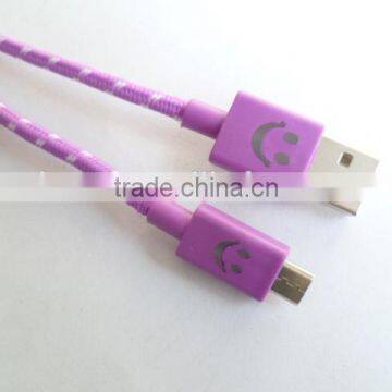 Smiley micro lighting cable with cotton thread