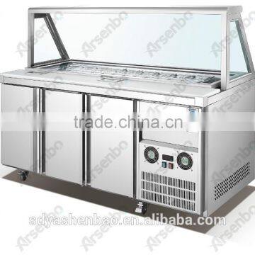 Stainless steel pizza refrigerator for restaurant/Refrigeration pizza workbench/Pizza cabinet