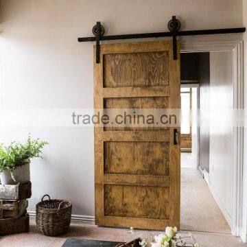 Shaker style stained 4 panel sliding barn doors for home with cheap black classic sliding wall mounted hardwares