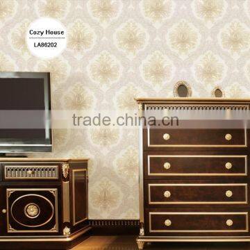 Remnants Deep Embossed Vinyl Wallpaper, Black and Silver Gorgeous Damask Wall Sticker for Shop , Best Wall Sticker Pattern photo-2