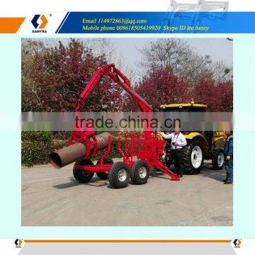 logs trailer with crane with telescopic crane