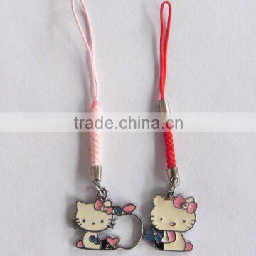 2012 cute zinc alloy enamel hello kitty phone strap