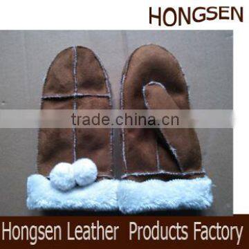 HS2072 fur trim leather gloves