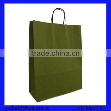 Green kraft paper bag with twisted handle