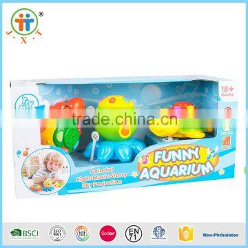 Colorful aquarium plastics B/O cartoon octopus & carb & turtle animals toys with music and light