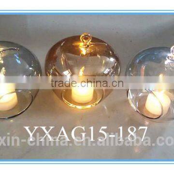 Tea light glass holder /apple shape glass candle holder