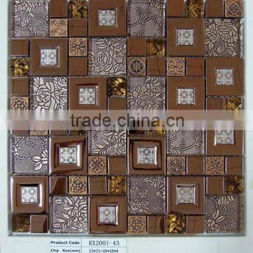 2016 xiamen stone fair century glass mix stainless steel strip mosaic metal wall tile mosaic                        
                                                                                Supplier's Choice