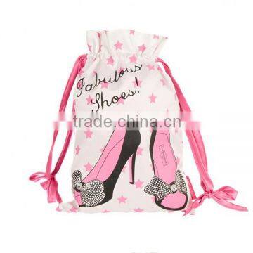 Factory competitive price satin shoe bag printed satin drawstring shoe bag custom printed drawstring shoe bags