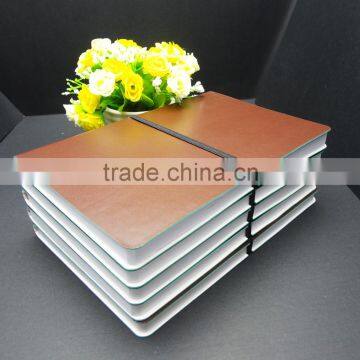 chocolate imitation leather notebook A5 with horizontal elastic band