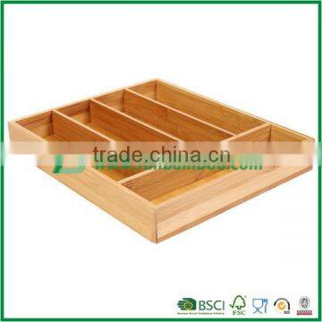 Bamboo utensil divided tray with 5 slots