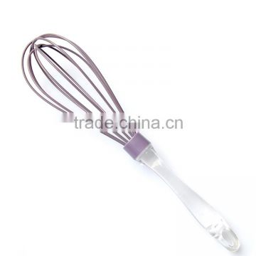 Silicone coated tea whisk egg whisk with transparent handle