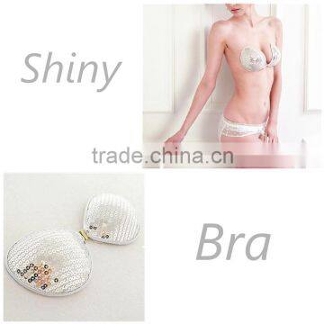 Shiny Argent paillette Bra for Backless Dress