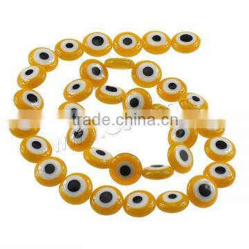 Glass Orange Evil Eye Lampwork beads Flat Round evil eye pattern