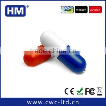 Wholesale custom pill shaped colorful Plastic Case USB Flash Drive