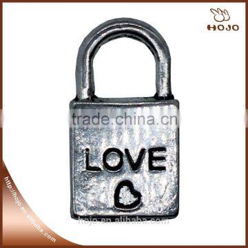 Zinc Alloy LOVE Lock Charm Pendant in Antique Silver20x10mm for Handcraft Bracelet Necklace