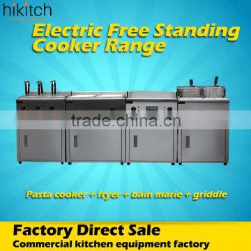 Freestanding stainless steel fryer griddle pasta cooker bain marie with cabinet