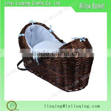 Dark Brown Cheap Hand Weaving Wicker Baby Pram Basket                        
                                                Quality Choice