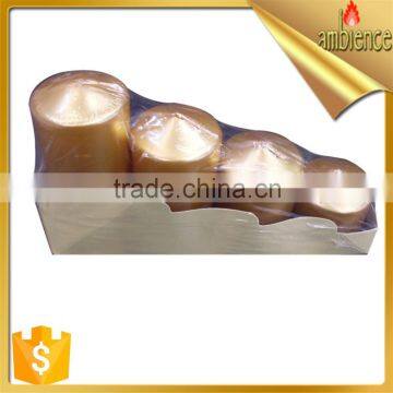 China factory wholesale candle 4 pieces golden color church candle votive cheap pillar candle