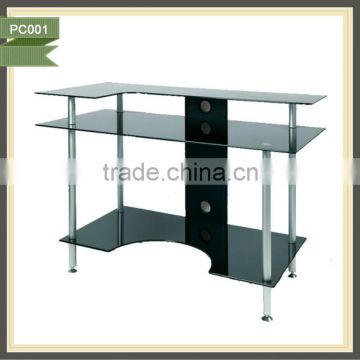 metal frame computer table glass computer desk monitor stand