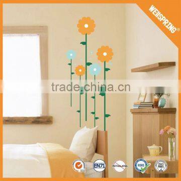 Low cost wall sticker, reflective acrylic 3d sunflower wall sticker