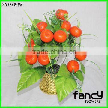 15 heads cheap wholesale small artifiicial plastic manufacturing foam orange plant with tray for home decoration