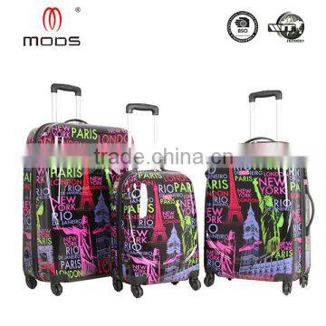 travel luggage ABS+PC FILM PRINTING HARDSIDE WITH SPINNER CASTER TRAVEL LUGGAGE SET