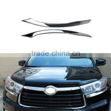 1Pair Car Front Headlight Trim Eye Line Eyebrow Garnish Decorative Cover ABS For Toyota Highlander 2014 2015