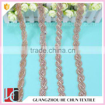 HC4625-1 Hechun Export Quality Garments Fashion HotFix Rhinestone Beaded Trim