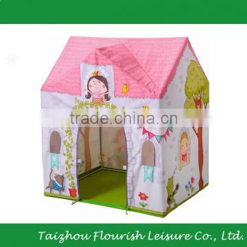 Girl Play House With Colorful Little Princess Cartoon Castle Printing