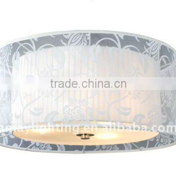 modern two tiers fabric design ceiling lamp with glass diffuser