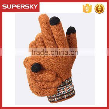 V-356 Plain outdoor crochet winter warmer gloves touch screen gloves magic golves for mobile phone