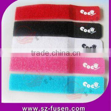 hot sale magic tape cable tie colorful hook and loop battery ties with logo print