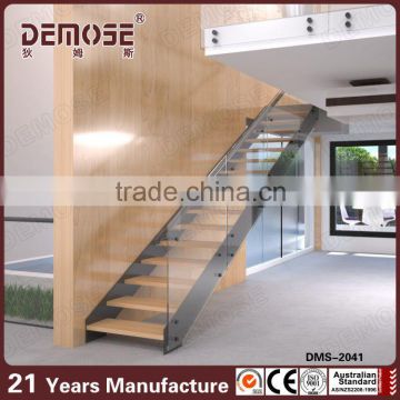 interior solid wood stair step glass stairway