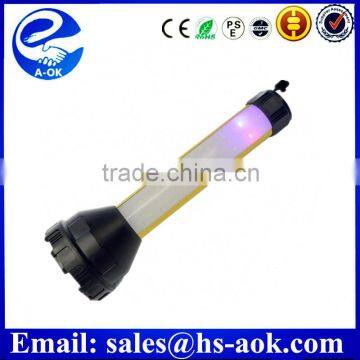 A-OK Rechargeable 10W Led+12 White Led+Blue Red Led multifunction car working emergency flashlight