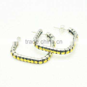 2014 Hot Sale Two Tone Plated Square Design Earring