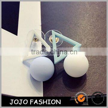 Korean style triangle ball design colorful fashion woman earrings