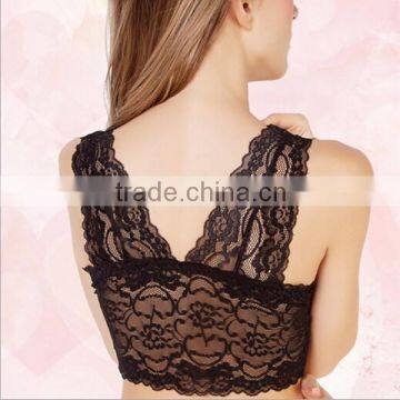 Soft Comfortable and Fancy Black Lace Bralette,Sexy Deep V Full Lace Thin Band Bralette photo-3